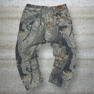 Vintage 90s Wrangler Realtree Jeans 40x30 Baggy Wide Leg Hunting Camo Cotton